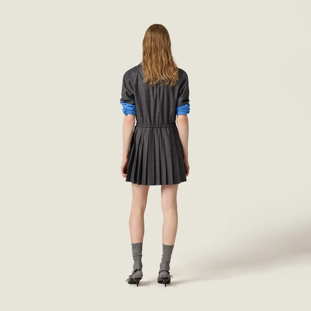 Miu Miu Prince of Wales pleated short dress It36 - Picture 3 of 7